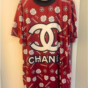 Red and white Chanel dress